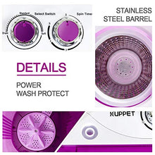 Load image into Gallery viewer, Portable Washing Machine, Kuppet 10lbs Compact Mini Washer, Wash&amp;Spin Twin Tub Durable Design to Wash All your Laundry or Swim Suit for Apartments, Dorms, RV Camping (Purple)
