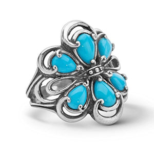 Carolyn Pollack Sterling Silver Sleeping Beauty Turquoise Cluster Ring,7