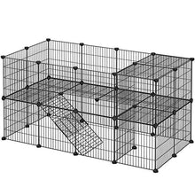 Load image into Gallery viewer, SONGMICS Pet Playpen Includes Cable Ties, Metal Wire Apartment-Style Two-Storey Bunny Fence and Kennel, Comfortable Pet Premium Villa for Guinea Pigs, Bunnies, Rabbits,Puppies,Indoor Upgrade ULPI02H
