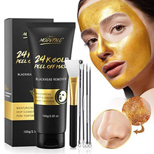 Load image into Gallery viewer, Blackhead Remover Mask, 24K Gold Peel Off Mask, Gold Facial Mask Anti-Aging, Deep Cleansing, Reduces Fine Lines＆ Wrinkles Great for All Skin, With Blackhead Remover Extractor Tools Kit &amp; Mask Brush
