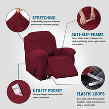 Load image into Gallery viewer, H.VERSAILTEX Stretch Recliner Slipcovers 1-Piece Durable Soft High Stretch Jacquard Sofa Furniture Cover Form Fit Stretch Stylish Recliner Cover/Protector (Recliner, Burgundy Red)
