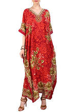 Load image into Gallery viewer, Kaftan Tunic Kimono Dress Ladies Summer Women Evening Maxi Party Plus Size 6-12,Red
