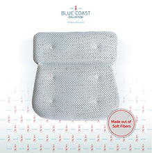 Load image into Gallery viewer, Blue Coast Collection–Bath Pillow for Tub with Konjac Sponge–Large Size for Bathtub, Hot Tub, Jacuzzi, and Home Spa–Non-slip Luxury Support for Head, Neck, Back and Shoulders, 6 Strong Suction Cups
