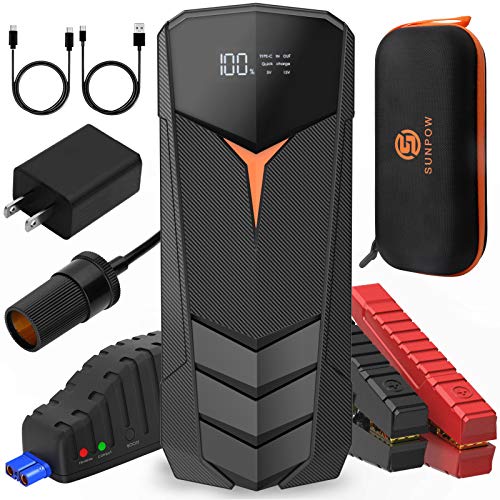 Car Jump Starter, SUNPOW 2000A Peak 20000mAh Lithium Jump Starter Pack(Up to All Gas and 8.5L Diesel),12V Battery Booster for Cars, Trucks, SUV, Portable Power Pack with LCD Screen & LED Light