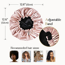 Load image into Gallery viewer, YANIBEST Satin Bonnet Silk Bonnet Hair Bonnet for Sleeping Satin Cap Extra Large Reversible for Women Curly Natural Hair Blush Pink
