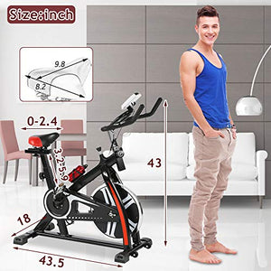 Exercise Bike Recumbent Cycle Bike Trainer Indoor Cycling Bike Stationary with LCD Display and Bottle Holder Static Spin Exercise & Fitness Equipment for Home Office Cardio Workout Bike Training