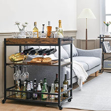 Load image into Gallery viewer, Bar Carts for The Home, Mini Home Bar with Wheels, Industrial Mobile Wine Trolley with Wine Rack and Glass Holder, for Outdoor/Living/Kitchen
