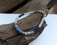 Load image into Gallery viewer, Natural Celestite bracelet, White blue gem bracelet, Moonstone Lapis celestite handmade bracelet
