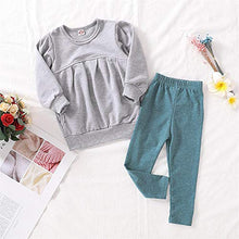 Load image into Gallery viewer, Ritatte Toddler Girls Clothes Winter Warm Long Sleeve Tops Long Pants suit Kids Soft cotton 2Pcs Set(Gray, 100(3T))
