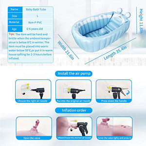 relaxing baby Inflatable Baby Bathtub, Newborn Baby Bathtub seat for Infant, Non-Slip Baby Pool for Sitting up, Portable Toddler tub Shower, Foldable Travel tub with Pool Toy &air Pump Accessories.
