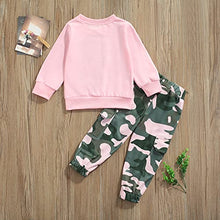 Load image into Gallery viewer, Fernvia Toddler Girls Clothes 2T 3T 4T 5T Fall Outfits Baby Pullover Sweatshirt &amp; Camouflage Pants Set Kids Winter Sweatsuit

