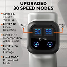 Load image into Gallery viewer, Cryotex Massage Gun – Back &amp; Neck Deep Tissue Handheld Percussion Massager – Six Different Heads for Different Muscle Groups - 30 Speed Levels
