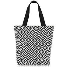 Load image into Gallery viewer, Canvas Tote Bag for Women, Strong Canvas Bag Reusable Grocery Shopping Cloth Bags with Handles, Grocery Bags Reusable Shopping Bags for Groceries Shopping Travel Storage (1, Black Geometry)
