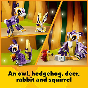 LEGO Creator 3in1 Fantasy Forest Creatures 31125 Building Kit Featuring an Owl, Rabbit and Squirrel; Animal Toys for Kids Aged 7+ Who Love Creative Fun and Animal Models (175 Pieces)