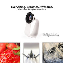 Load image into Gallery viewer, iPhone Camera Lens 2-in-1 by Pocket Lens, Macro and Wideangle Lens, Fits All iPhones, iPads, Samsung, Google Phones, Alternative to Olloclip, Comes with Waterproof Pouch
