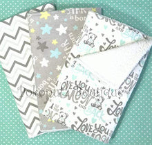 Load image into Gallery viewer, Gray Burp Cloth Set, 3 Baby Burp Cloths, Cotton Burp Cloths, Flannel Burp Cloths, Gender Neutral Burp Cloths, Trendy Burp Cloths, Baby Shower Gift, Baby Gift, Layette Burp Cloths
