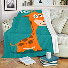 Load image into Gallery viewer, CUXWEOT Custom Blanket with Name Text,Personalized Animal Giraffe Super Soft Fleece Throw Blanket for Couch Sofa Bed (50 X 60 inches)
