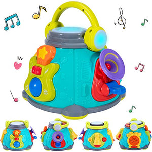 iPlay, iLearn Baby Music Activity Cube Play Center, Kids Karaoke Singing Sensory Toys, Lights Sounds, Guitar Drum Microphone Trumpet Gift for 12 18 Months, 1 2 3 Year Olds, Infants Toddlers Girls Boys