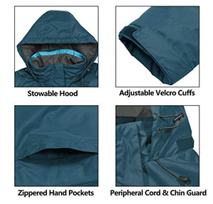 Little Donkey Andy Women’s Waterproof Rain Jacket Lightweight Outdoor Windbreaker Rain Coat Shell for Hiking, Travel Blue L