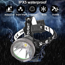 Load image into Gallery viewer, Led Rechargeable Headlamp, 10000 Lumens Super Bright LED Work Headlight Zoomable,Adjustable,8 Modes,Waterproof USB Rechargeable Head Lamp for Hiking, Running, Fishing, Camping
