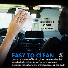 Load image into Gallery viewer, Kleantoolz Adjustable Plexiglass Car Sneeze Guard Barrier - Partition *IMPROVED For Most Vehicles, Shield For Rideshare Driver, Passengers - Microfiber Cloth, 2 Rating Cards, 2 Mask Stickers

