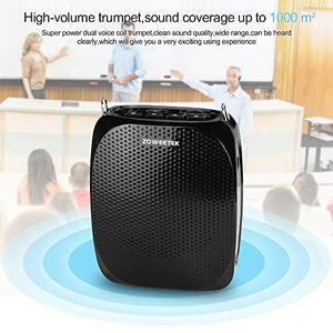 ZOWEETEK Voice Amplifier with UHF Wireless Microphone Headset, 10W 1800mAh Portable Rechargeable PA system Speaker for Multiple Locations such as Classroom, Meetings, Promotions and Outdoors