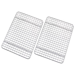 Checkered Chef Cooling Rack - Set of 2 Stainless Steel, Oven Safe Grid Wire Racks for Cooking & Baking - 8” x 11 ¾"