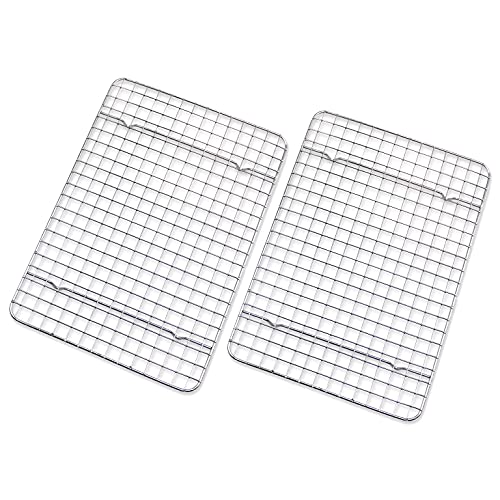 Checkered Chef Cooling Rack - Set of 2 Stainless Steel, Oven Safe Grid Wire Racks for Cooking & Baking - 8” x 11 ¾