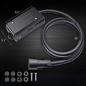 MICTUNING 7 Way Plug Inline Trailer Cord with 7 Gang Junction Box Bundle MIC-B1002 LED Light Bar Wiring Harness