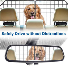 Load image into Gallery viewer, Vetoos Car SUV Dog Barrier, Vehicles Pet Divider Gate for Trunk Cargo Area - Extendable for Universal Fit, Foldable for Easy Storage, Straps &amp; Bungee Cords for Double Stability, Rust-Proof Metal Mesh

