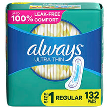 Load image into Gallery viewer, Always Ultra Thin, Feminine Pads For Women, Size 1 Regular Absorbency, Multipack, Without Wings, Unscented, 44 Count X 3 Packs (132 Count Total)
