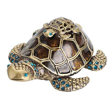 Load image into Gallery viewer, Hipiwe Turtle Jewelry Box with Crystal Decor, Handcrafted Hinged Trinket Box Small Metal Ring Holder Box Fairy Tooth Keepsake Box Figurine Collectible for Home Decor, Gift for Girl Woman
