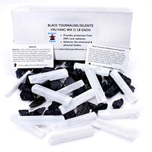 Load image into Gallery viewer, Dancing Bear Black Tourmaline &amp; Selenite Combo Pack (1 LB Each) Bulk Rough Raw Natural Stones for Good Vibes, EMF &amp; Radiation Protection, Healing Crystals, Info Cards, Cleansing Energy, Made in USA
