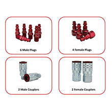 Load image into Gallery viewer, ColorFit by Milton Coupler &amp; Plug Kit - (M-Style, Red) - 1/4" NPT, (14-Piece) - S-314MKIT
