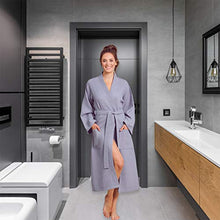 Load image into Gallery viewer, Luxurious Soft Absorbent Lightweight Long Kimono Waffle Spa Bathrobe for Women (Medium, White)
