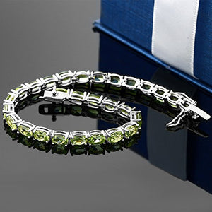 Gem Stone King 925 Sterling Silver Peridot Gemstone Birthstone Women's Tennis Bracelet, 12.00 Cttw Jewelry 7 Inch