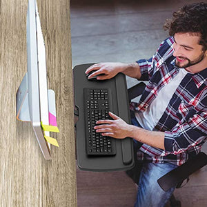 HUANUO Keyboard Tray Under Desk，360 Adjustable Ergonomic Sliding Keyboard & Mouse Tray, 25" W x 9.8" D, Black
