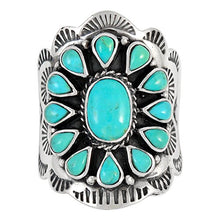 Load image into Gallery viewer, Turquoise Ring Sterling Silver 925 Genuine Gemstones Size 6 to 11 (Turquoise) (9)
