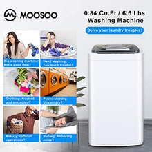 Load image into Gallery viewer, MOOSOO Full-Automatic Washing Machine 0.84 cu.ft/6.6 lbs Portable Compact 2 in 1 Laundry Washer with Drain Pump,8 Programs 3 Water Level,24h Smart Delay Washing with LED Display
