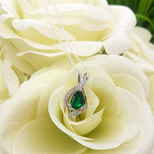 Load image into Gallery viewer, Dazzlingrock Collection Pear 9X6 MM Lab Created Emerald &amp; Round Diamond Ladies Teardrop Pendant, 14K White Gold

