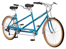 Load image into Gallery viewer, Schwinn Twinn Classic Tandem Adult Beach Cruiser Bike, Double Seater, Steel Low Step Frame, 7-Speed, 650c Urban Tires, Alloy Caliper Brakes, Medium Frame, Blue
