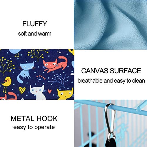 Load image into Gallery viewer, Small Animal Hanging Hammock Pet Swinging Bed 3 Tier Sleep Nap Sack Cage Accessories Kit Set Tunnel Ferret Rat Cave Sugar Glider Hideouts Warm Bedding for Squirrel Guinea Pig (Bluecat Pattern)