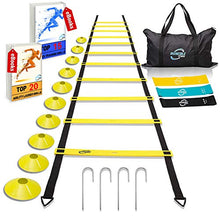 Load image into Gallery viewer, Invincible Fitness Agility Ladder Training Equipment Set, Improves Coordination, Speed, Power and Strength, Includes 10 Cones, 4 Hooks and 3 Loop Resistance Bands for Outdoor Workout
