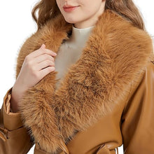 Load image into Gallery viewer, GRAN ORIENTE Faux Leather Jacket for Women With Faux Fur Coat Winter Parka Jacket Women GK052-BLACK-M
