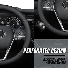 Load image into Gallery viewer, Nappa Premium Leather car Steering Wheel Cover, Non-Slip, Breathable, Universal 15 inches, Black
