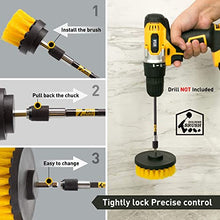 Load image into Gallery viewer, Holikme 4Pack Drill Brush Power Scrubber Cleaning Brush Extended Long Attachment Set All Purpose Drill Scrub Brushes Kit for Grout, Floor, Tub, Shower, Tile, Bathroom and Kitchen Surface Black
