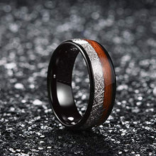 Load image into Gallery viewer, King Will Nature Men's 8mm Tungsten Carbide Ring with Wood &amp; Silver Wire &amp; Arrow Inlay Wedding Rings Dome Edge Comfort Fit 10
