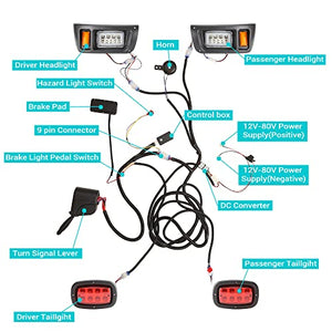 10L0L Golf Cart Light Kit(12V-48V) with Ultimate Light Kit Upgrade Compatible for Club Car DS G&E All Models With LED Head Light, Tail Lights, Turn Signals, Brake Lights