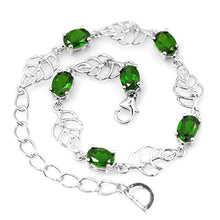 Load image into Gallery viewer, De Buman Sterling Silver Chrome Diopside &amp; White Topaz Bracelet, 8.3''
