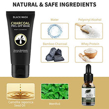 Load image into Gallery viewer, Charcoal Peel Off Face Mask HailiCare Blackhead Remover Face Mask 3 in 1 Purifying Peel Off Charcoal Mask with Tea Tree Serum and Brush for All Skin Types for Teens Men Women
